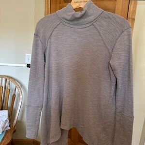 Free People We The Free Light Taupe Knit Top with Split back